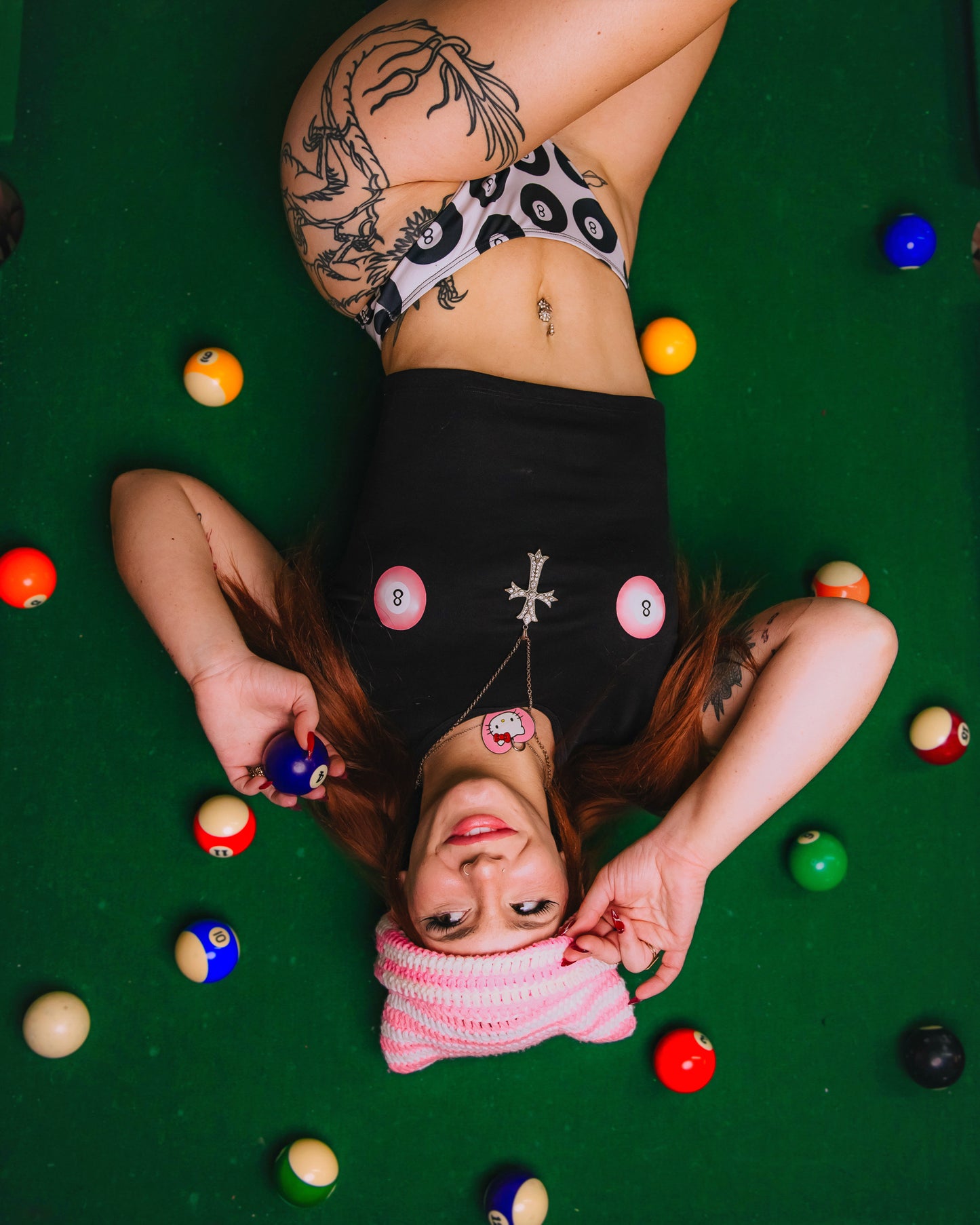 Pink 8-Ball Crop Tee